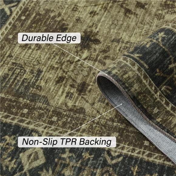 Hallway Runner Rug 2.6x8 Ft Tauqe/Multi Anti-Skid Printed Persian Entryway Mat - Picture 4 of 6